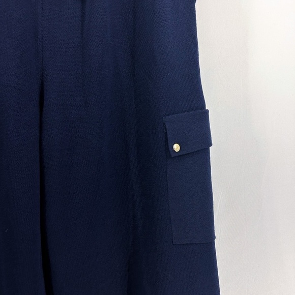 St. John Sport Navy Santa Knit Wide Leg High Waist Joggers Wool Medium - Picture 5 of 7